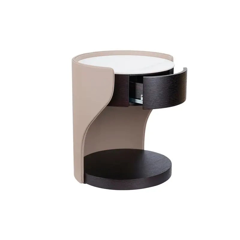 Bespoke Nightstand Bedside Table With Curved Side Panels-2