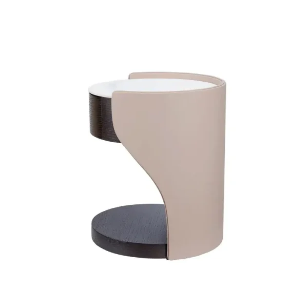 Bespoke Nightstand Bedside Table With Curved Side Panels-3