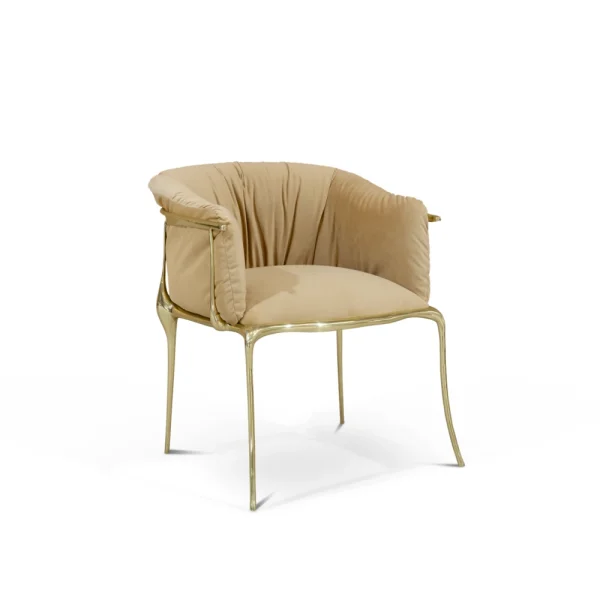 Fauteuil tapissé sur mesure, structure en métal doré Plush Design-1