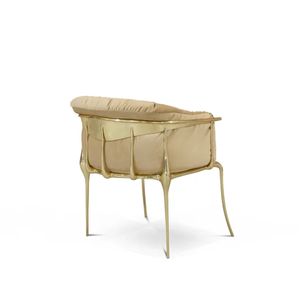 Bespoke Upholstered Armchair, Gold Metal Frame Plush​ Design-3