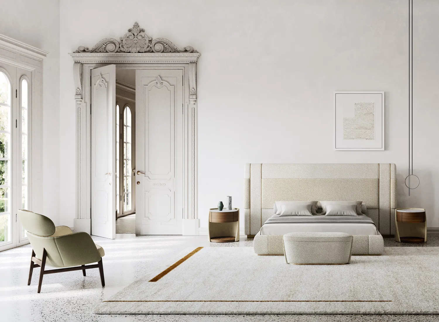 Bespoke Upholstered Bedroom Bench with Curved Silhouette-3