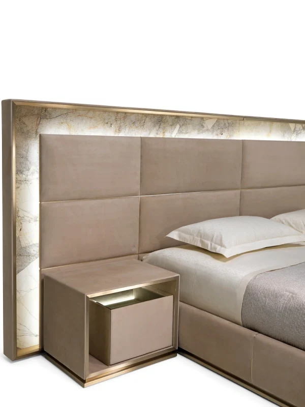Contemporary Bespoke Bed with Upholstered Panel Headboard-2