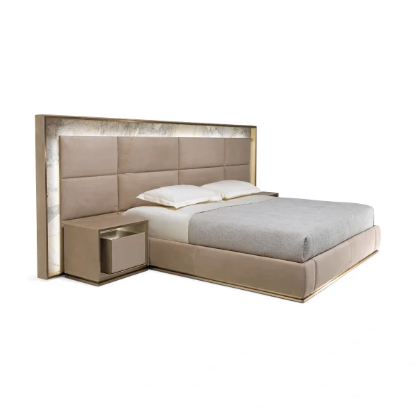 Contemporary Bespoke Bed with Upholstered Panel Headboard