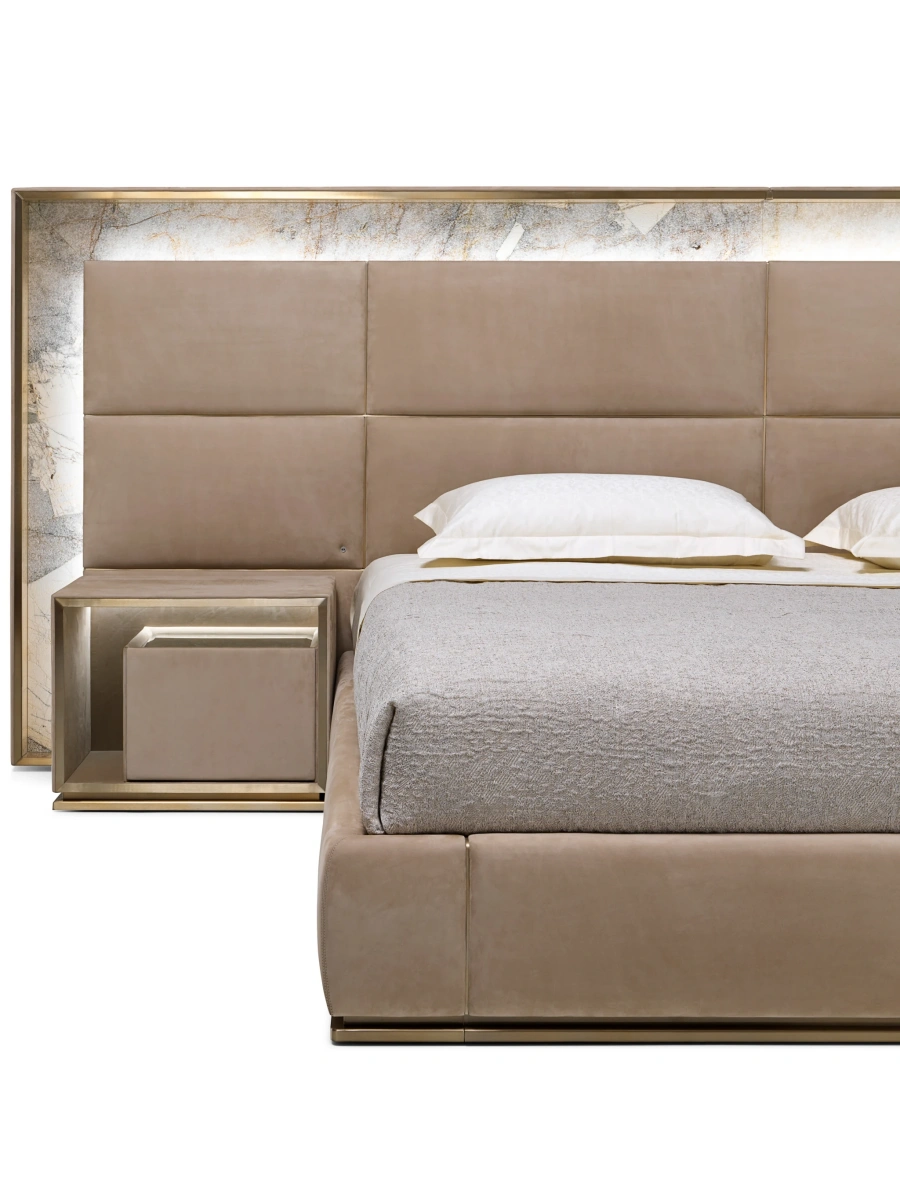 Contemporary Bespoke Bed with Upholstered Panel Headboard