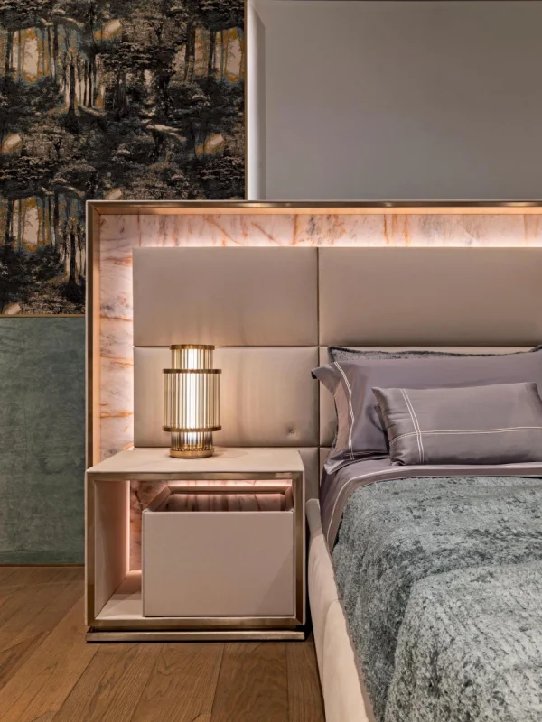 Contemporary Bespoke Bed with Upholstered Panel Headboard