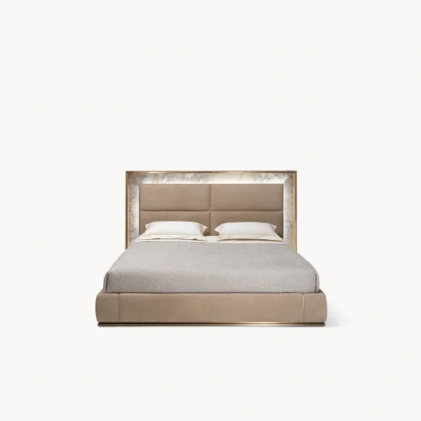 Contemporary Bespoke Bed with Upholstered Panel Headboard