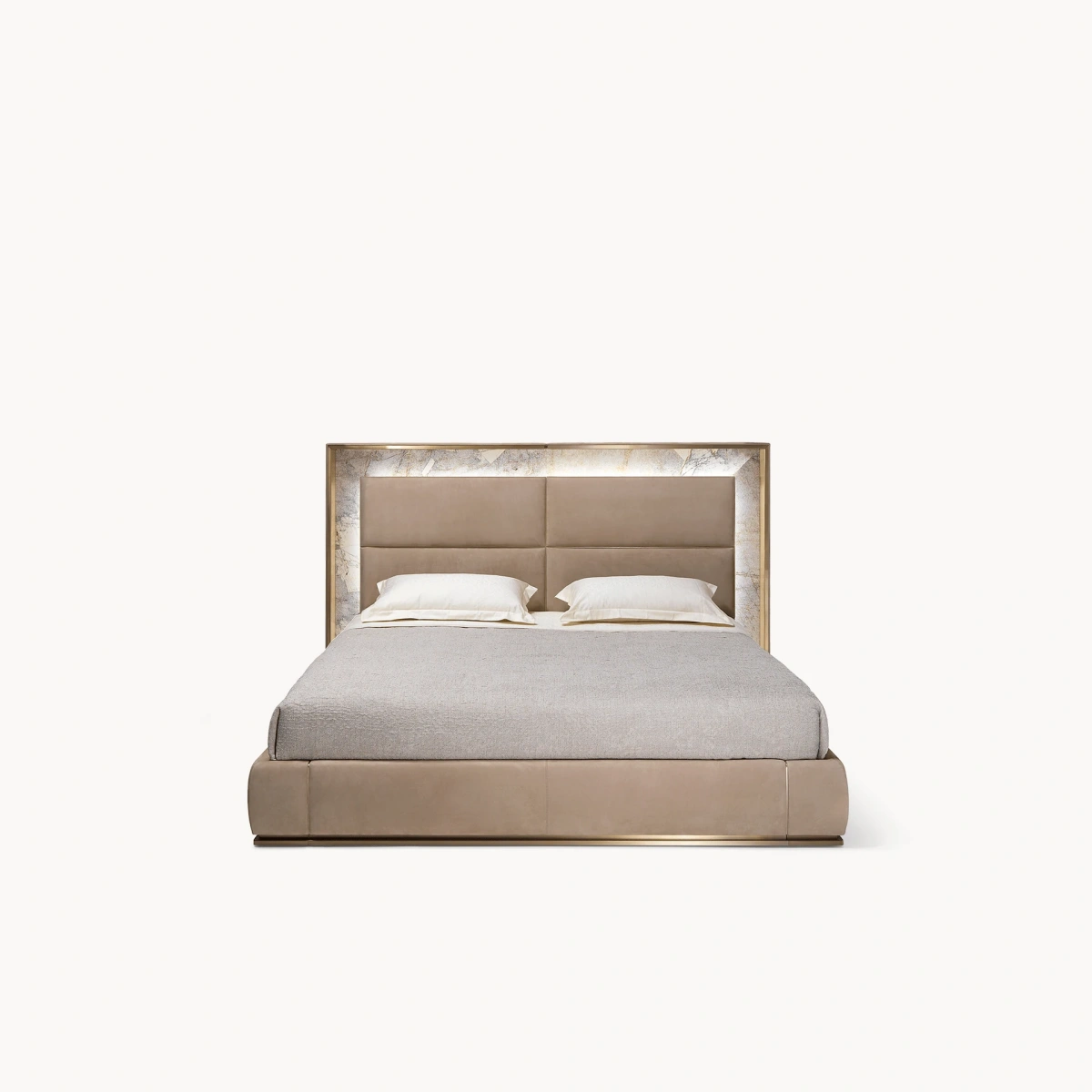 Contemporary Bespoke Bed with Upholstered Panel Headboard