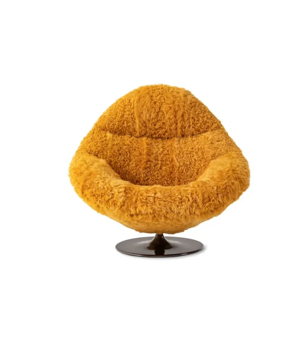Custom Lounge Chair with Ottoman, Retro Plush Swivel Chair-2