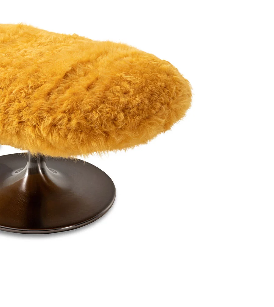 Custom Lounge Chair with Ottoman, Retro Plush Swivel Chair-3
