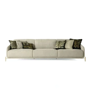 Custom-Made Sofa, Premium Fabric Upholstery Gold Accents-2