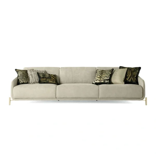 Custom-Made Sofa, Premium Fabric Upholstery Gold Accents-2