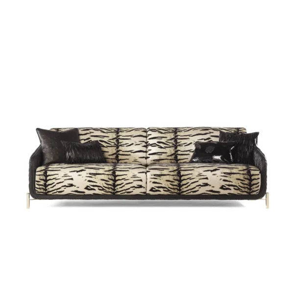 Custom-Made Sofa, Premium Fabric Upholstery Gold Accents-6