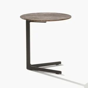 Mesa auxiliar moderna a medida, tapa de mármol base de metal mesa de centro-1