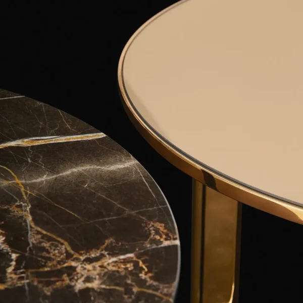 Custom Modern Side Table, Marble Top Metal Base Accent Table-2