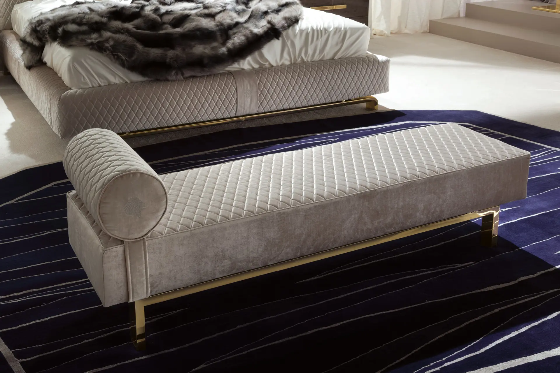 Luxury Bespoke Upholstered Bench with Quilted Bolster Design-3