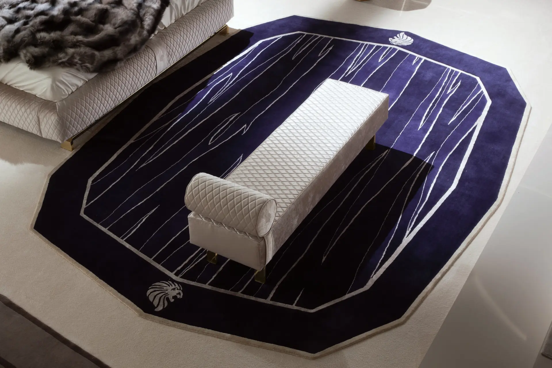 Luxury Bespoke Upholstered Bench with Quilted Bolster Design-4