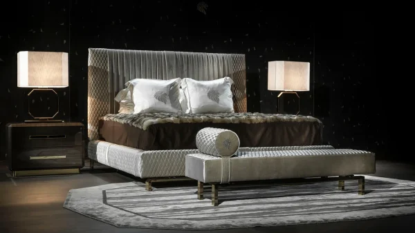 Luxury Bespoke Upholstered Bench with Quilted Bolster Design-5