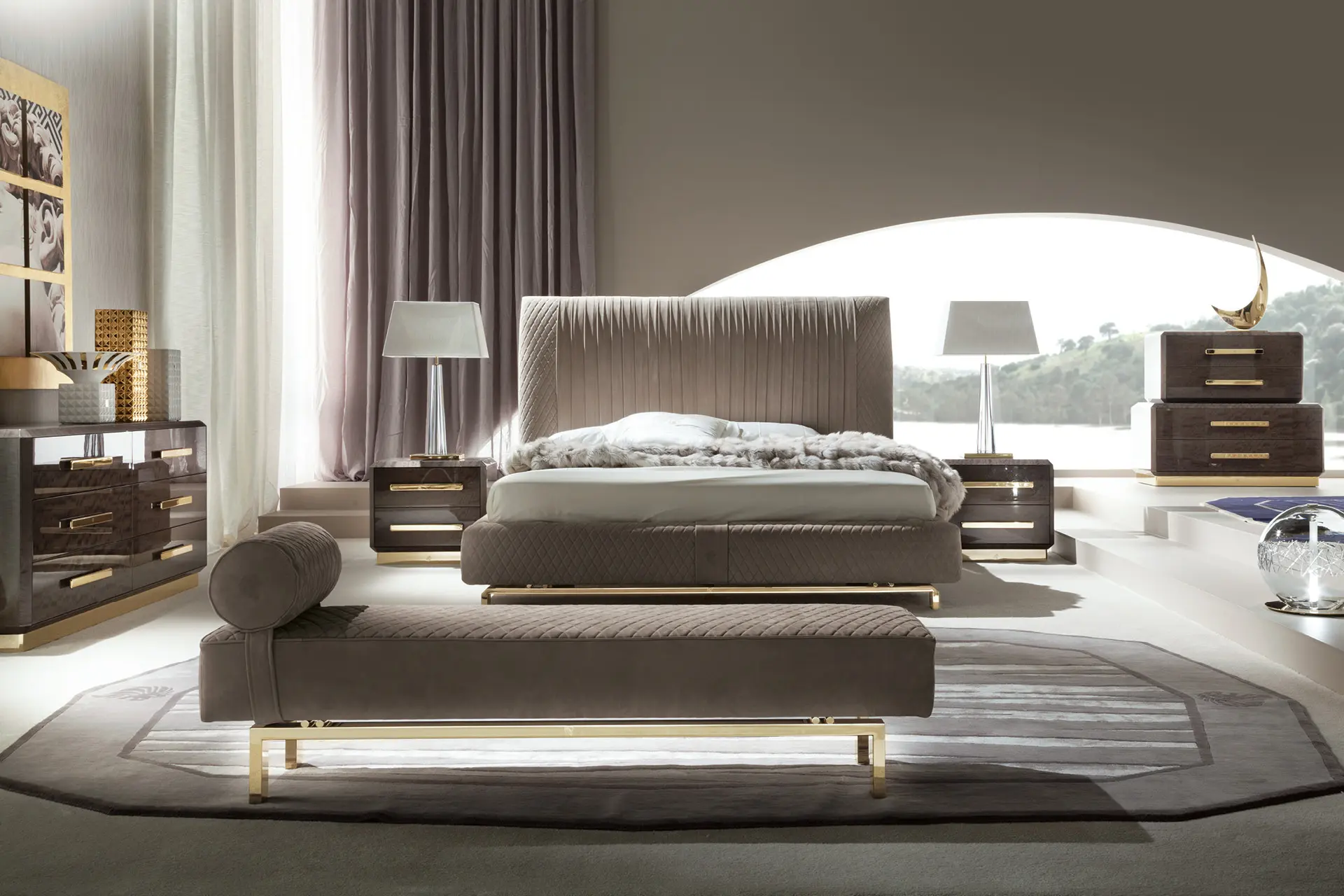 Luxury Bespoke Upholstered Bench with Quilted Bolster Design-6