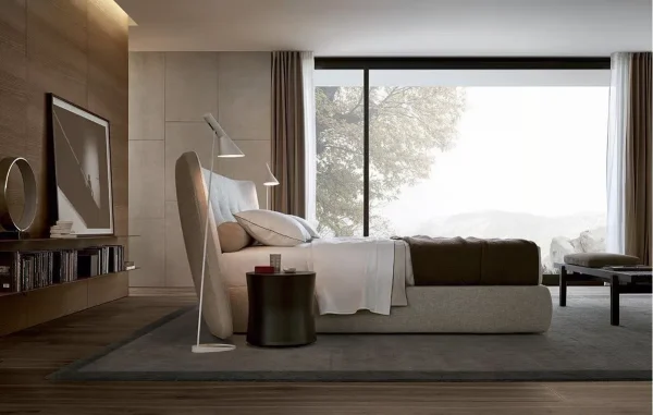 Minimalist Bespoke Made to Order Bed with Angled Headboard-5