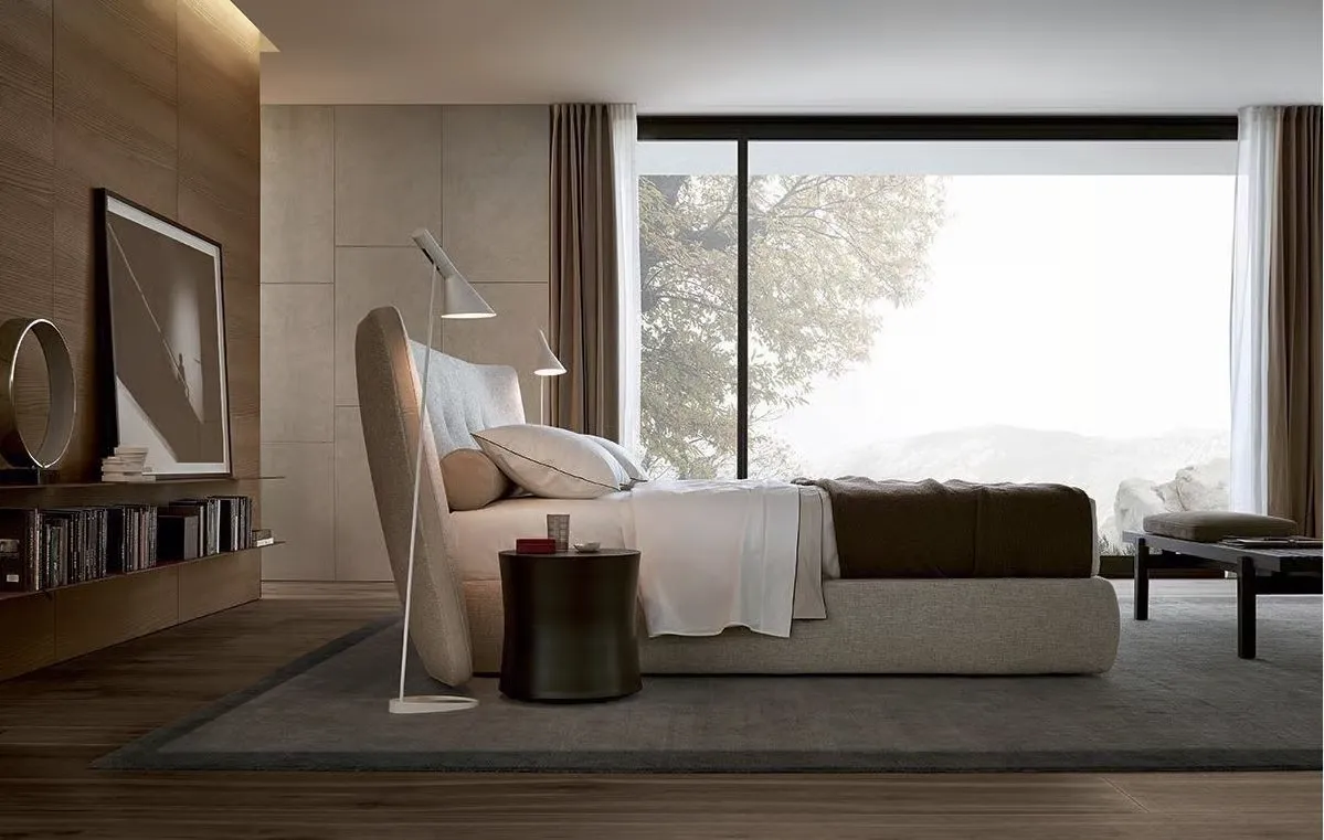 Minimalist Bespoke Made to Order Bed with Angled Headboard-5
