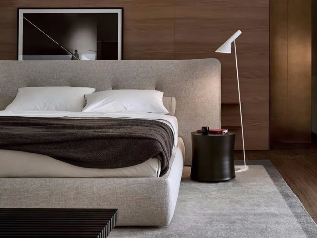 Minimalist Bespoke Made to Order Bed with Angled Headboard-6