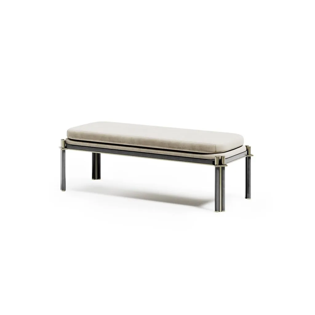 Minimalist Bespoke Modern Bedroom Bench with Metal Frame-1