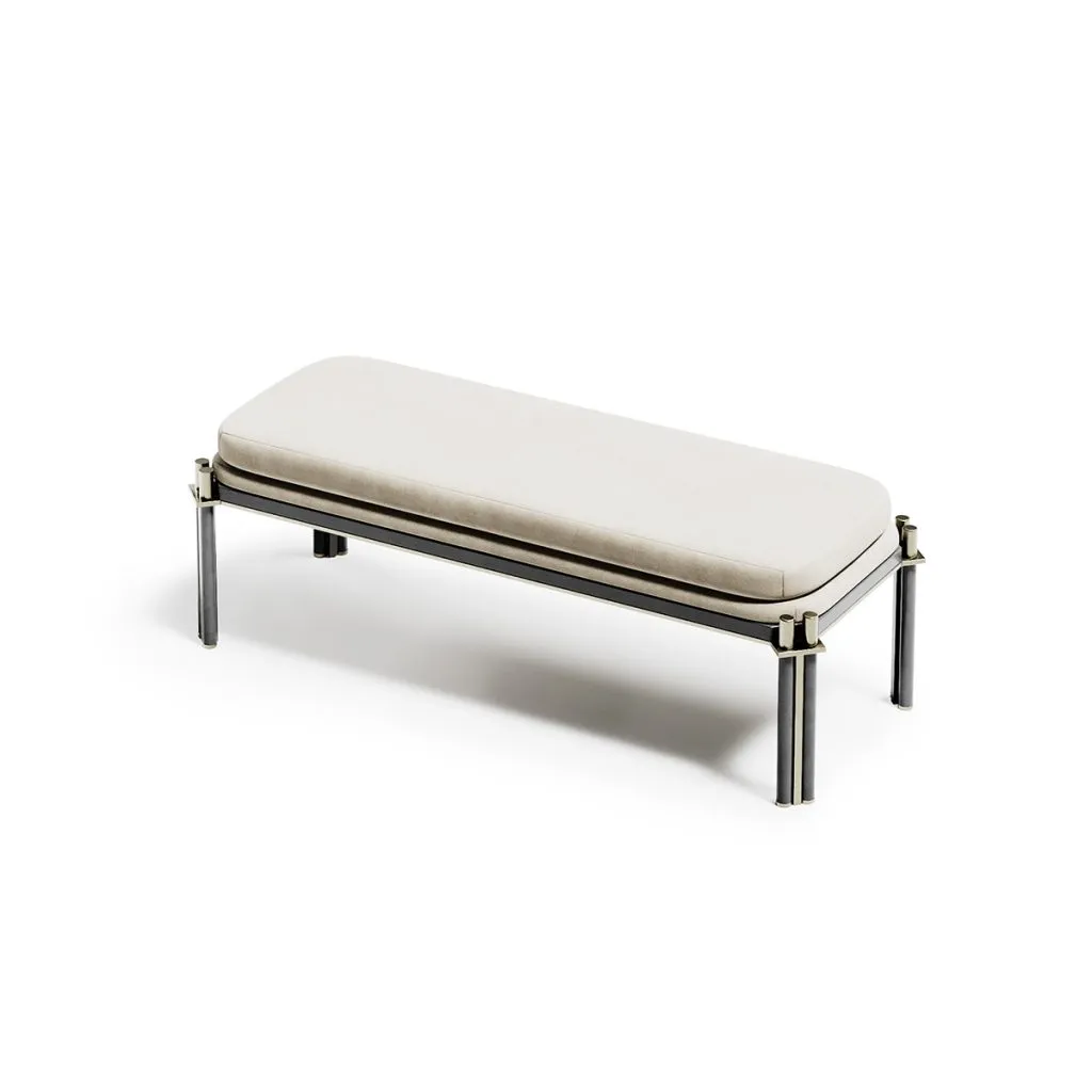Minimalist Bespoke Modern Bedroom Bench with Metal Frame-2