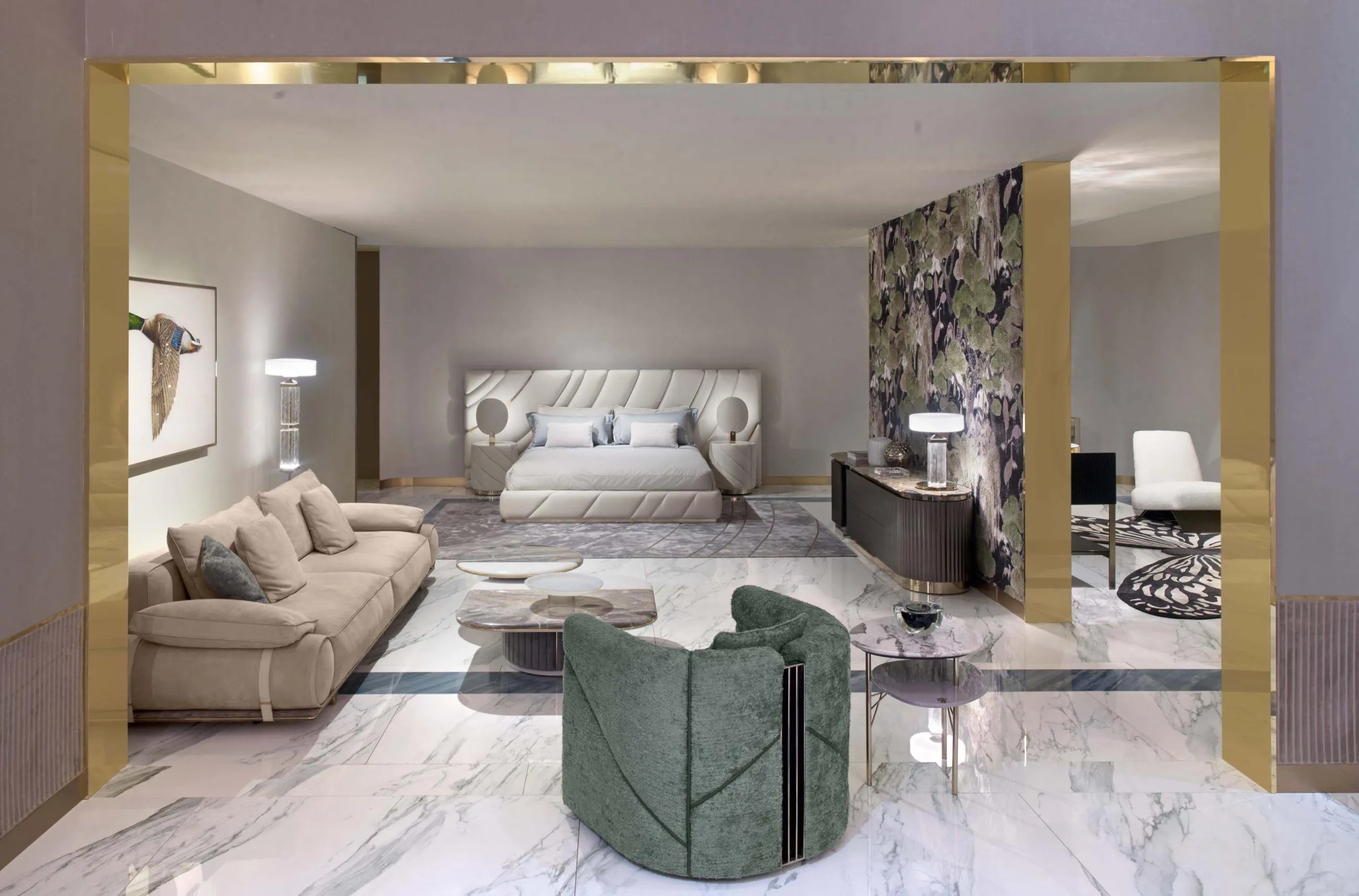 Modern Bespoke King Size Beds with Sculpted Upholstery-5