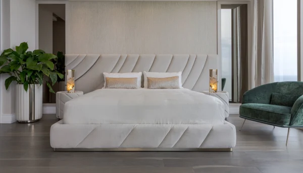 Modern Bespoke King Size Beds with Sculpted Upholstery-6