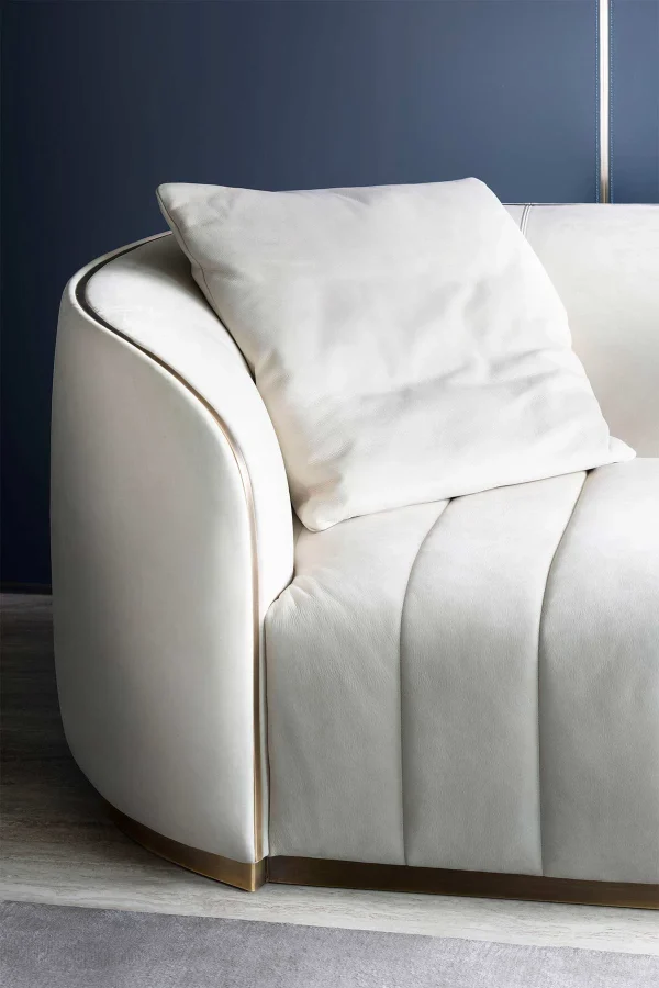 Premium Bespoke Curved Sectional Sofas, Gold Metal Accents-1