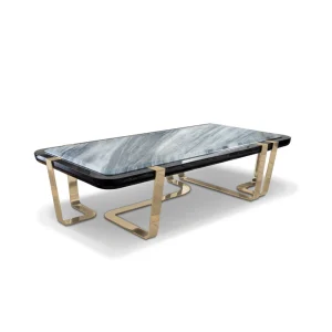 Refined Bespoke Marble Coffee Table with Gold Metal Base-2