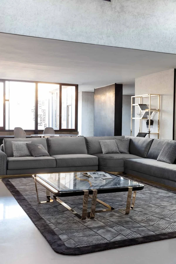 Refined Bespoke Marble Coffee Table with Gold Metal Base-4