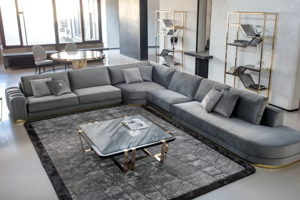 Refined Bespoke Marble Coffee Table with Gold Metal Base-5