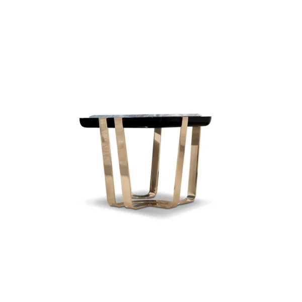 Refined Bespoke Marble Coffee Table with Gold Metal Base-7