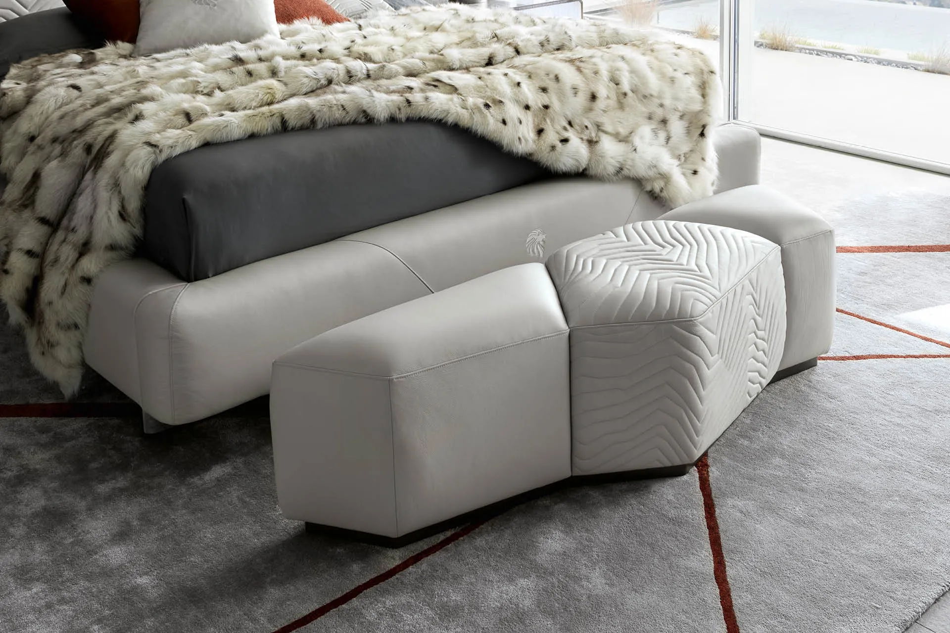 Sculptural Bespoke Accent Bench for Bedroom Tailored Design-5