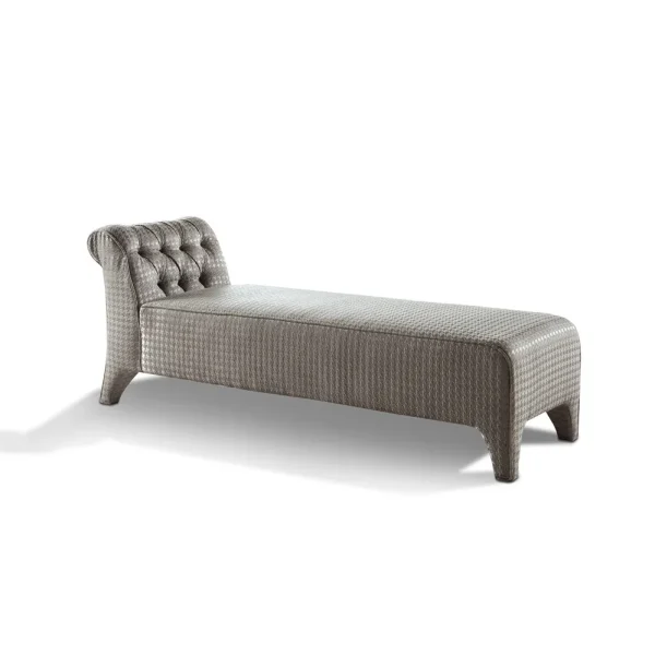 Tailored Bench Chaise Lounge, Tufted Upholstered Backrest-1