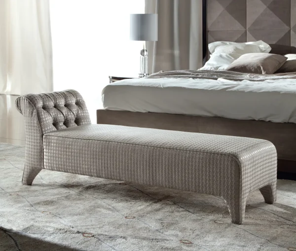 Tailored Bench Chaise Lounge, Tufted Upholstered Backrest-6