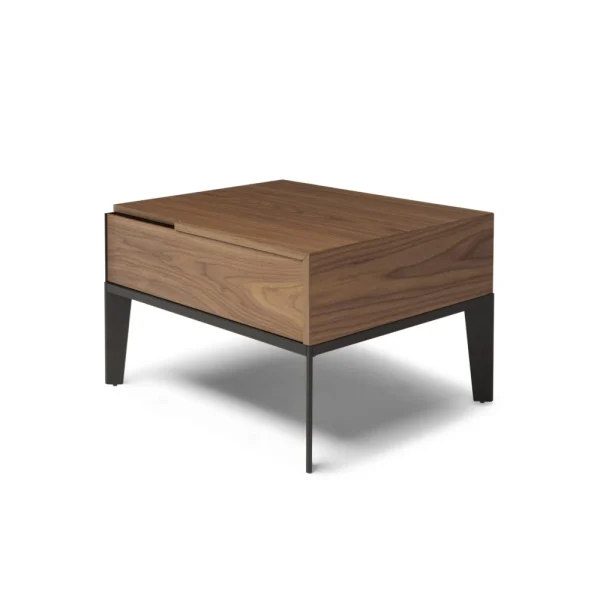 Tailored Minimalist Bedside Table with Wood-Grain Panels-1