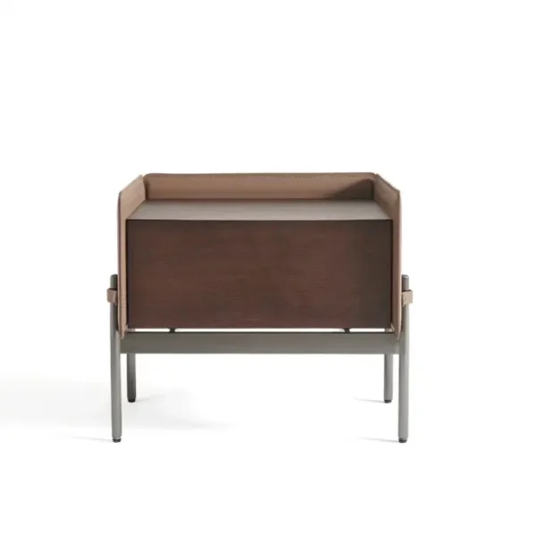 Tailored Wood Bedside Table with Upholstered Side Panels-1