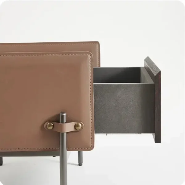 Tailored Wood Bedside Table with Upholstered Side Panels-2