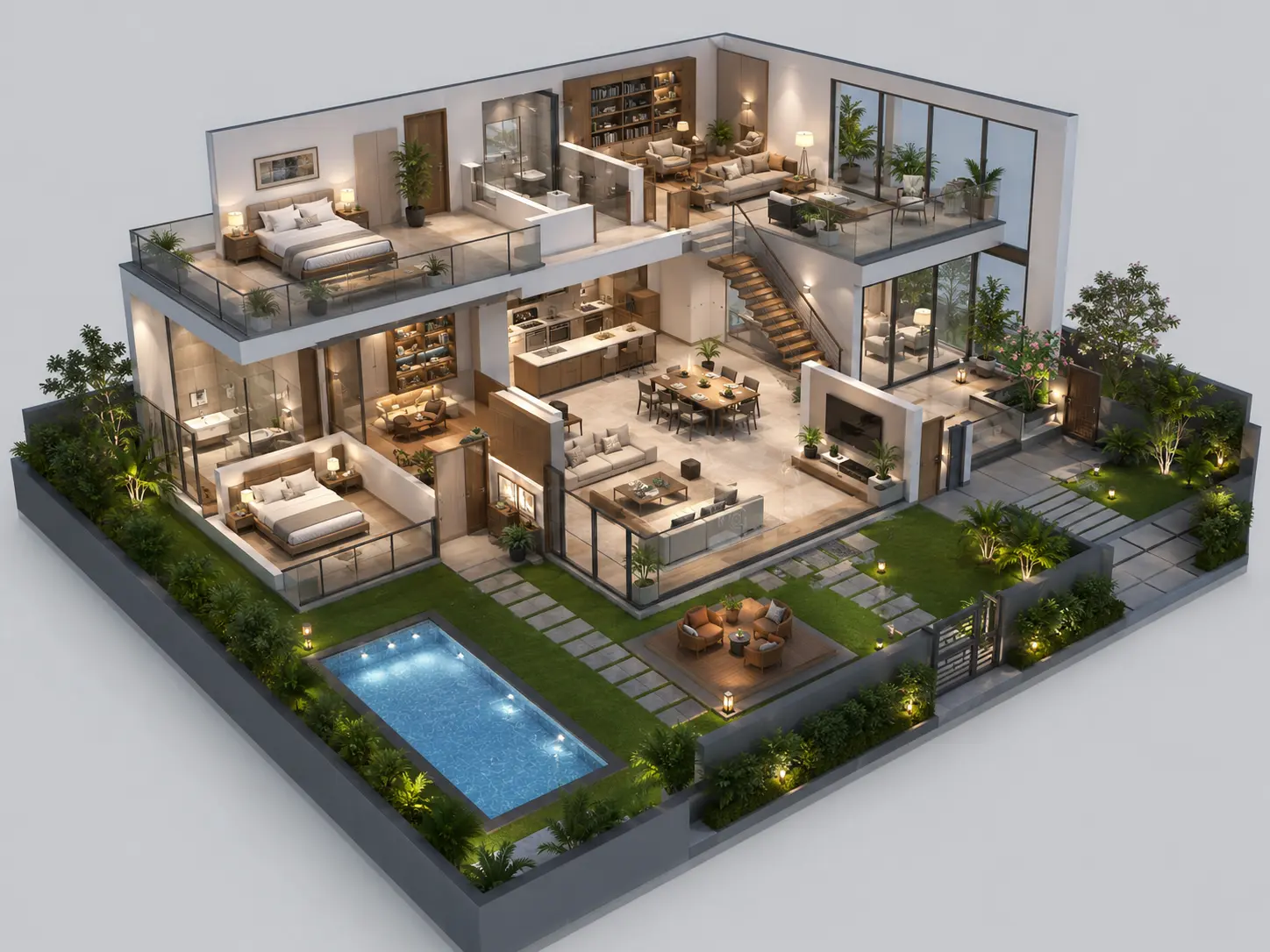 3D architectural layout of villa