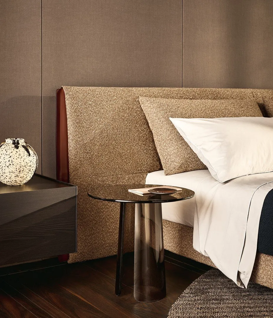 Bespoke Beds with Extended Upholstered Headboard Design