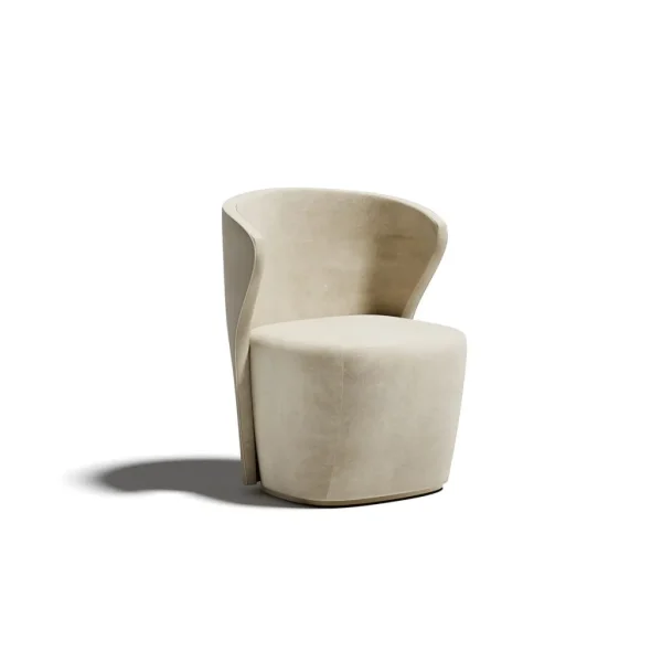 Bespoke Cream Accent Chair with Curved Upholstered Back