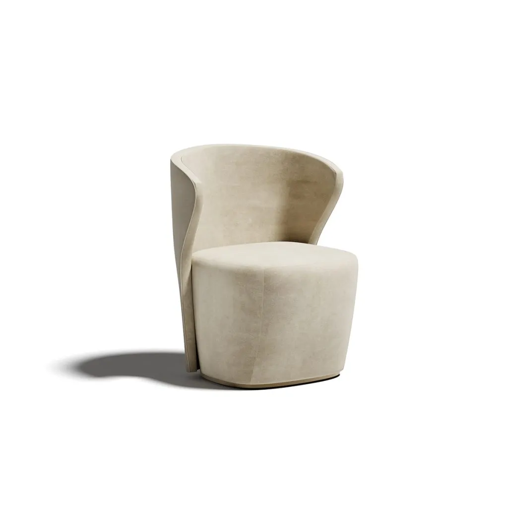 Bespoke Cream Accent Chair with Curved Upholstered Back