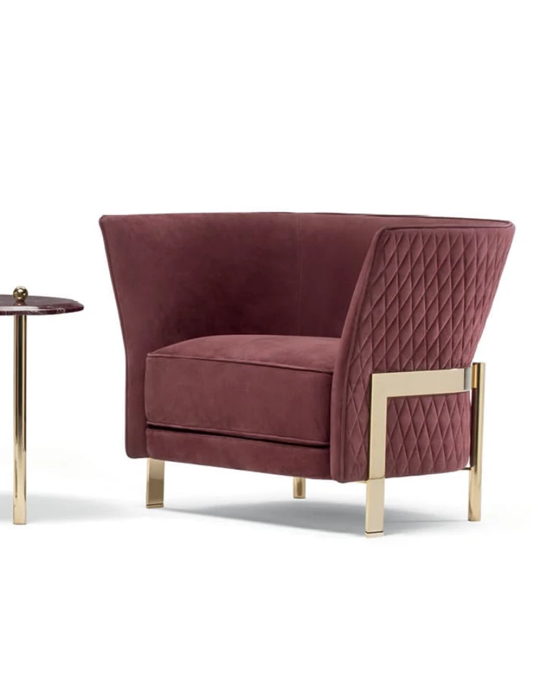 Bespoke Quilted Accent Fabric Chair, Luxury Lounge Furniture