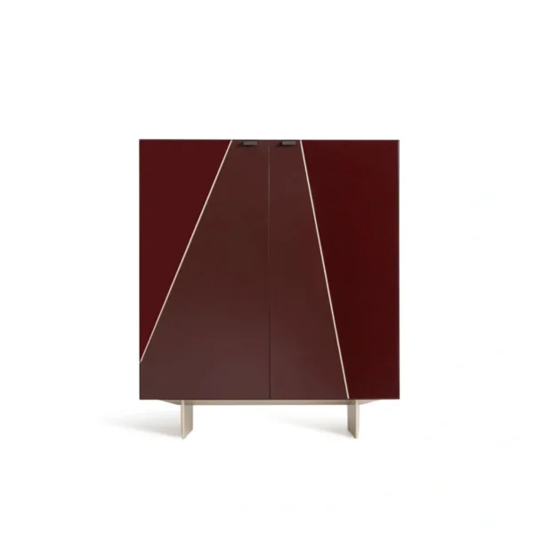 Burgundy Red Bespoke Wine Cabinet with Geometric Door Panels