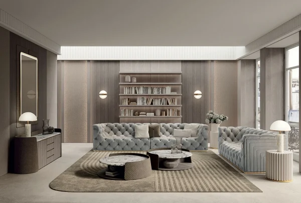 Contemporary Luxury Upholstered Sofa QMY-SF030 - Custom Luxury Sofa Factory Supply