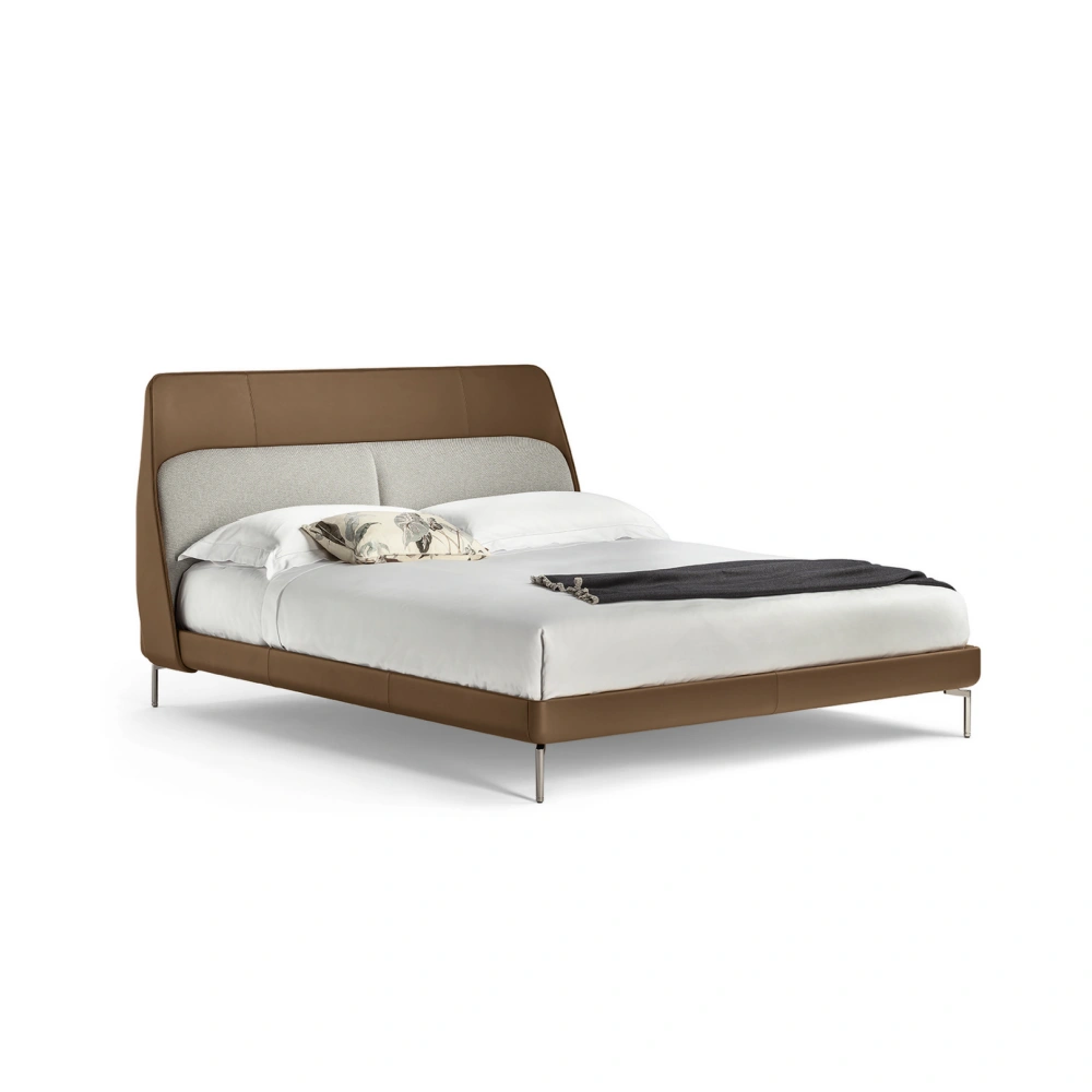 Custom King Size Beds with Curved Upholstered Headboard