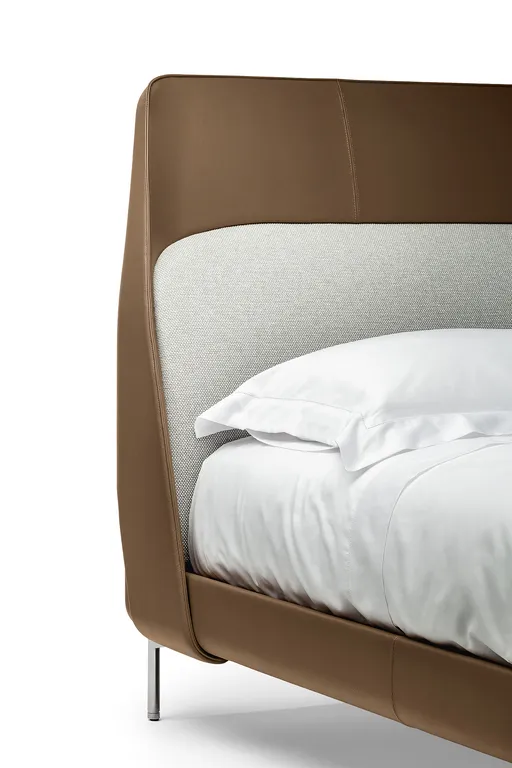 Custom King Size Beds with Curved Upholstered Headboard
