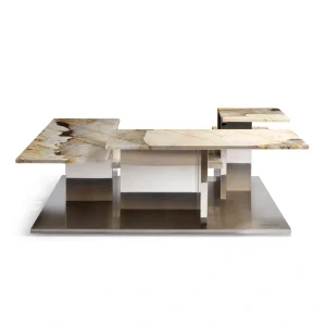 Custom Made Marble Coffee Table with Layered Luxury Design